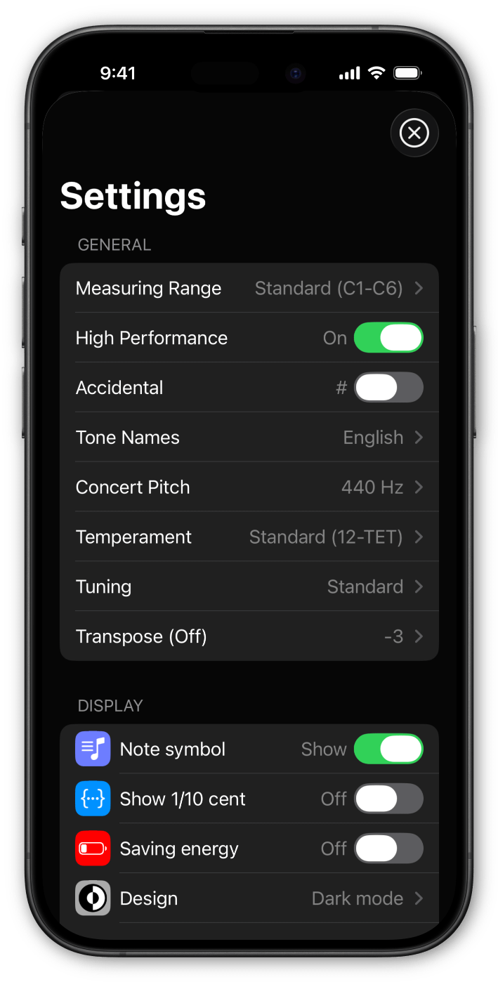 Tuning list screenshot